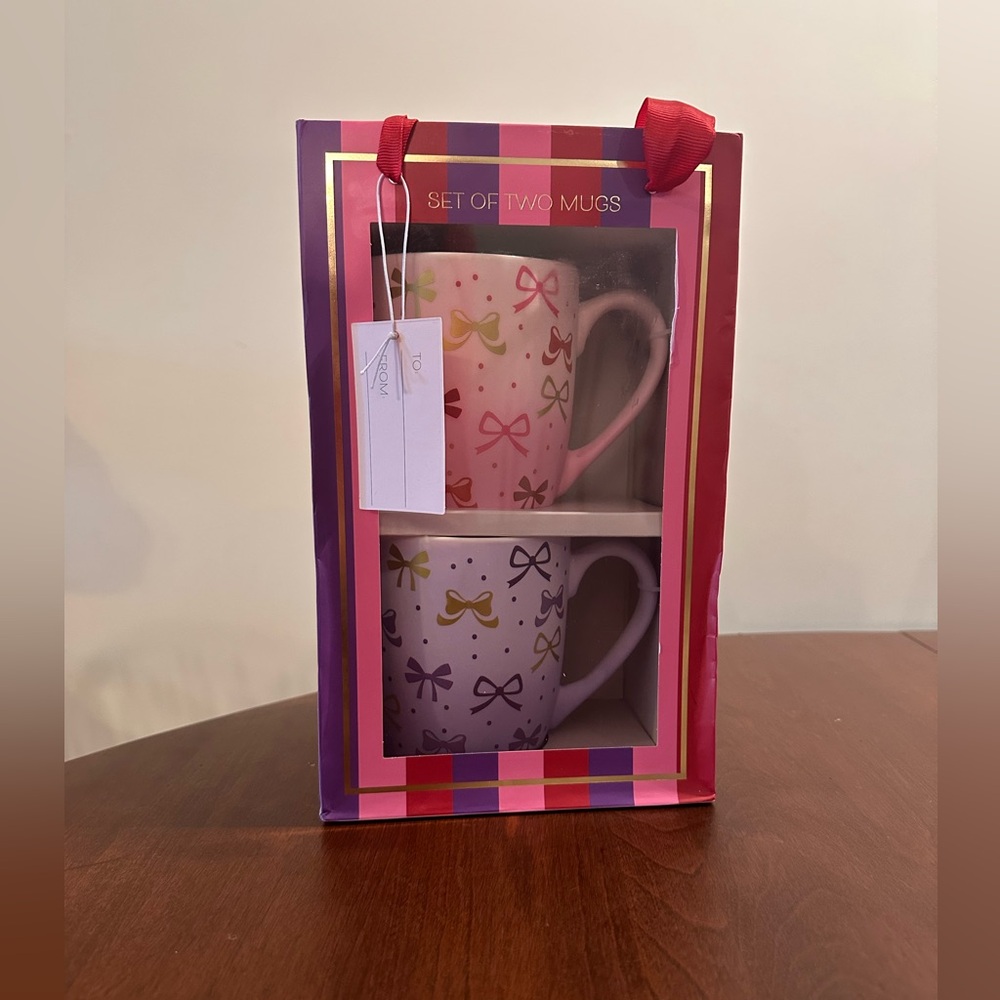 Petal & Pearl Colorful Bow Pattern 2 Mug Set